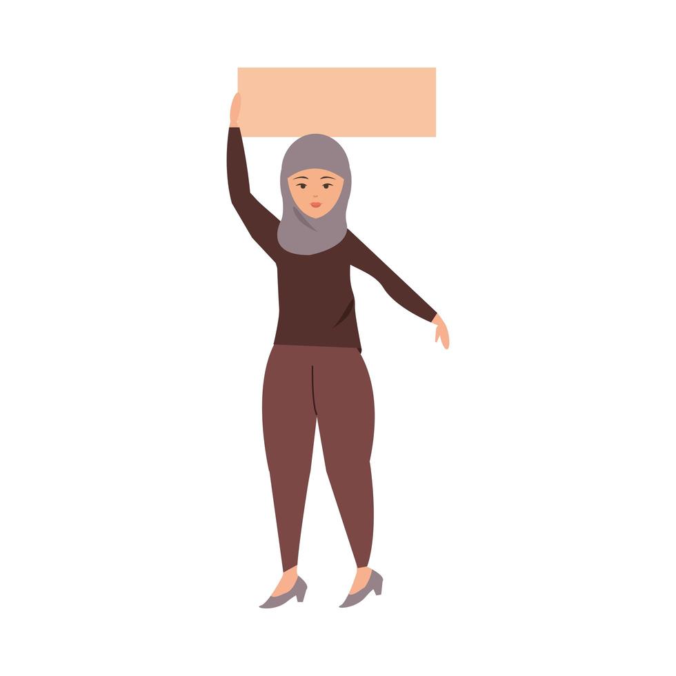 Frau in islamischer Kleidung, die ein leeres Brett hält vektor