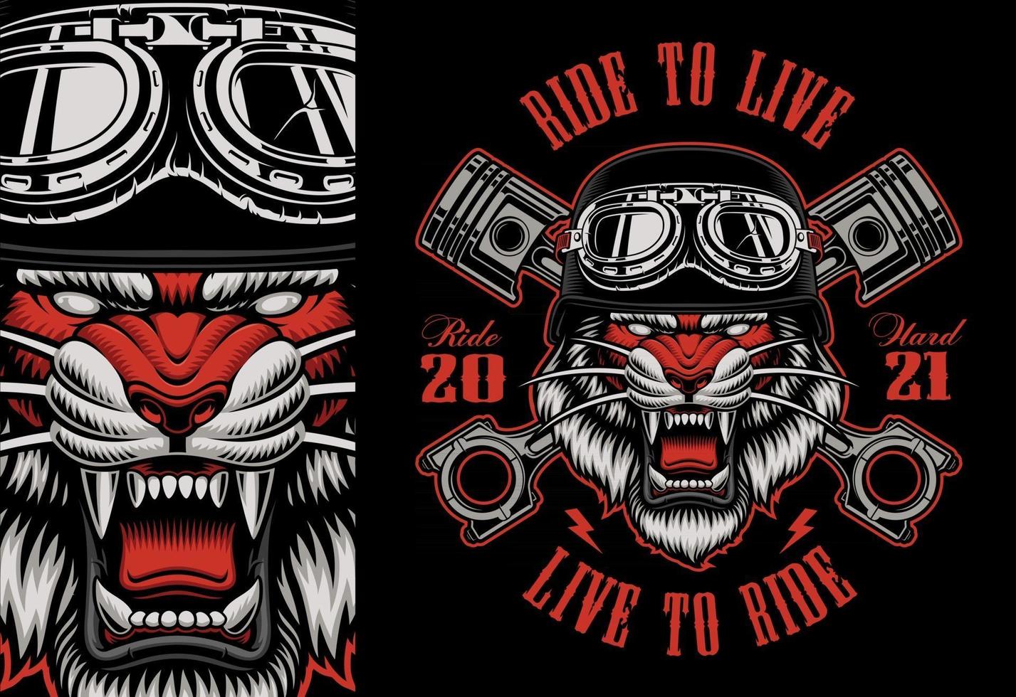 färgglada biker patch med en tiger biker vektor