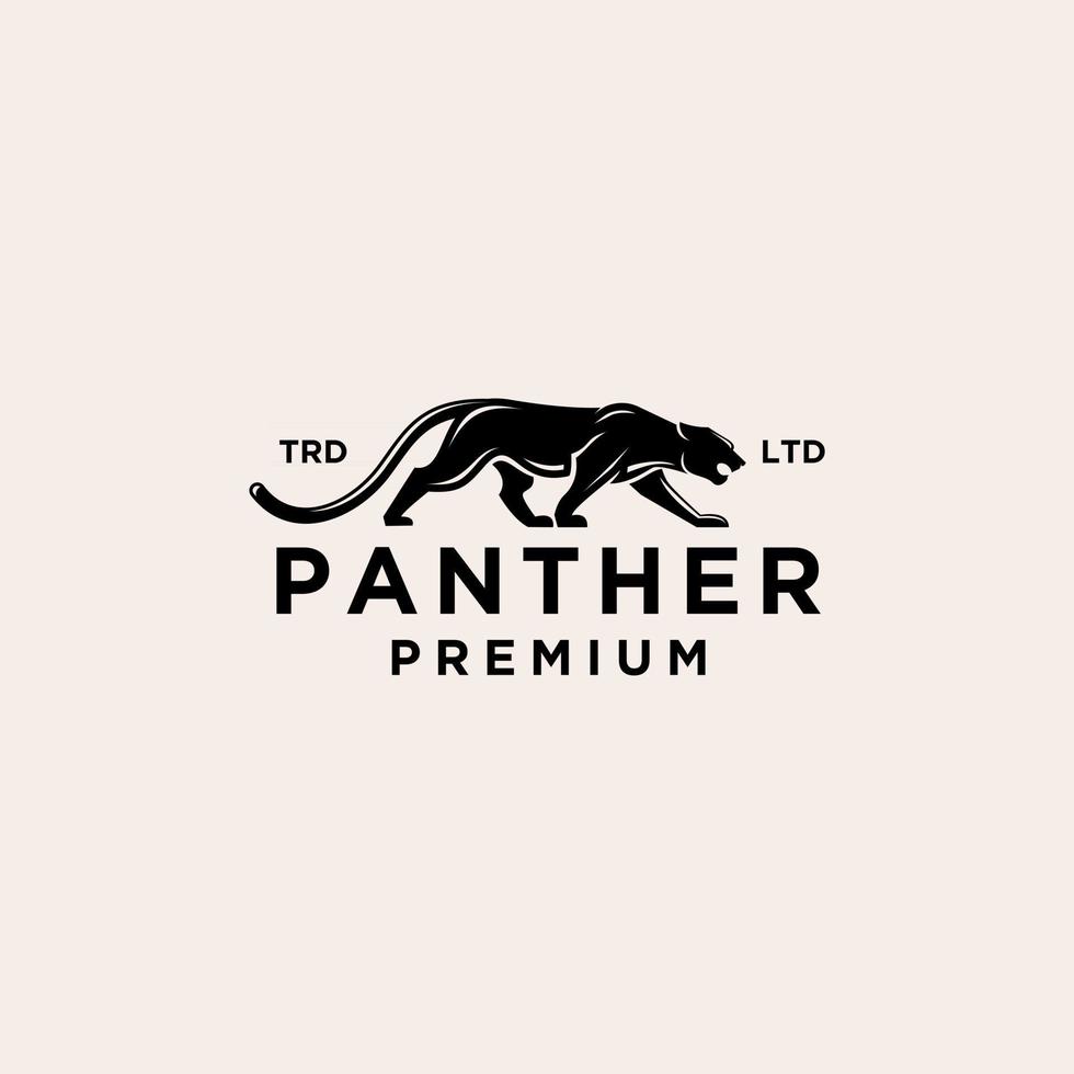 panther vintage logo ikon illustration premium vektor