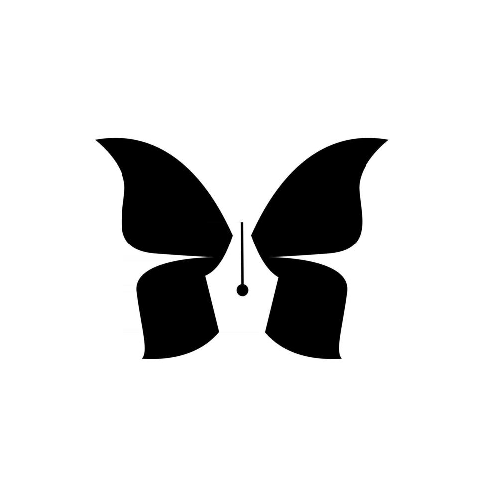 Schmetterlingsstift-Konzeptstift mit Schmetterlingsflügeln und Antennenvektorlogoikonen-Illustrationsentwurf vektor