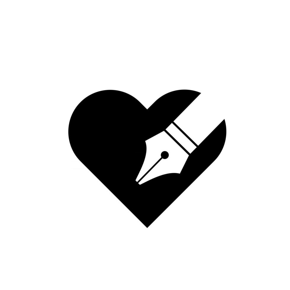 älskar att skriva logotyp koncept kärlek hjärta ikon med penna spets vektor ikon illustration design