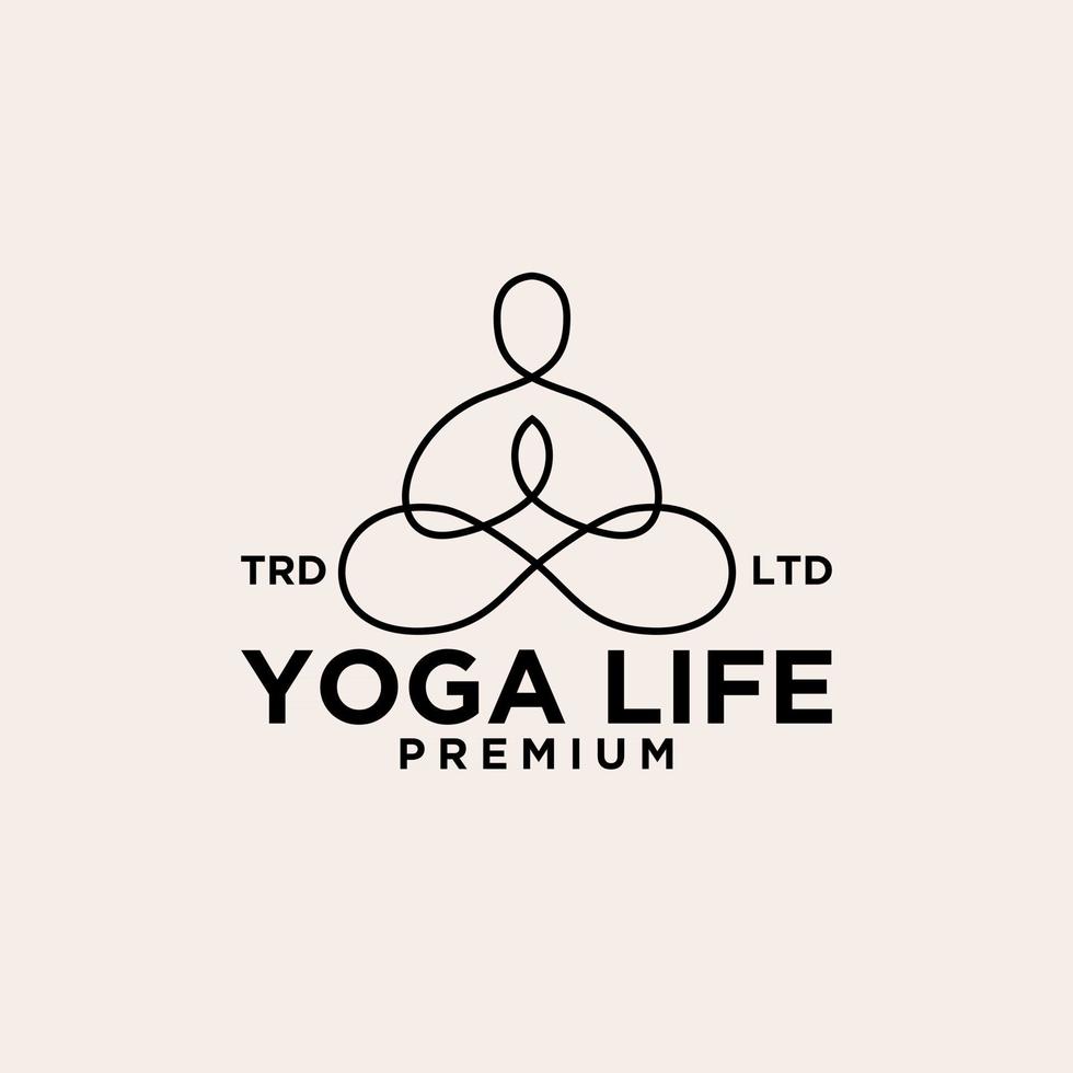 yoga namaste vintage logo ikon illustration premium vektor