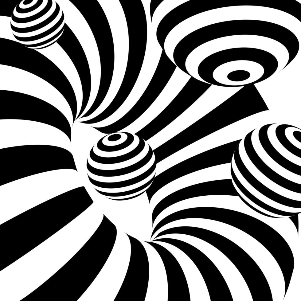 svartvita abstrakta ränder optisk illusion bakgrund vektor