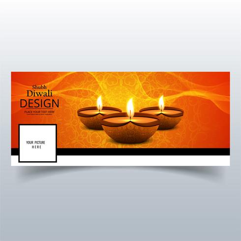 Schöne Happy Diwali Diya Öllampe Festival Facebook Cover des vektor