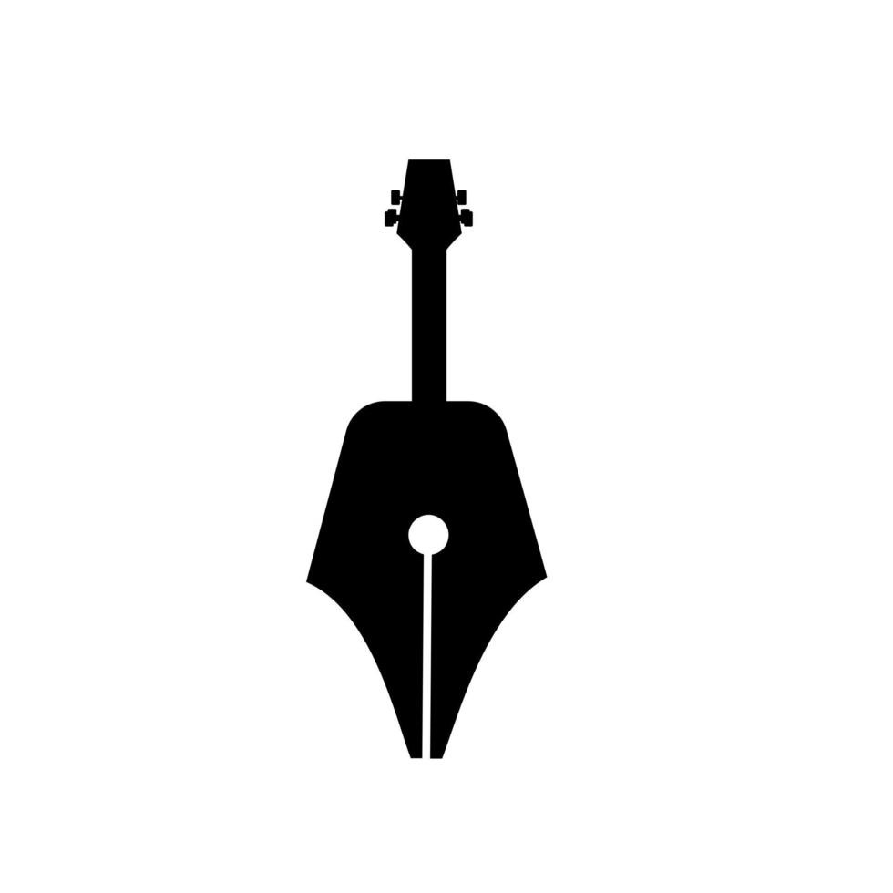 Songwriter-Logo-Konzeptgitarre mit Stiftfeder-Vektorikonenillustrationsentwurf vektor