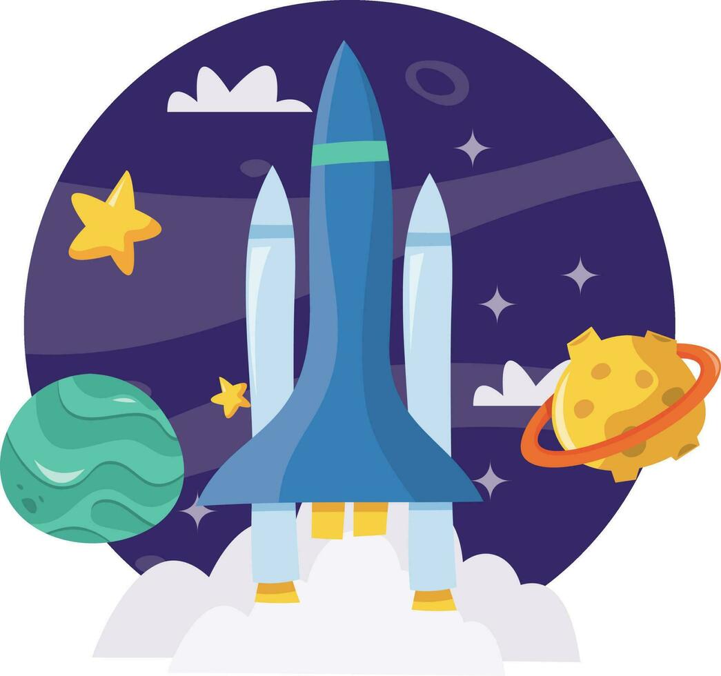 Super süß Karikatur Raum Shuttle Abenteuer vektor