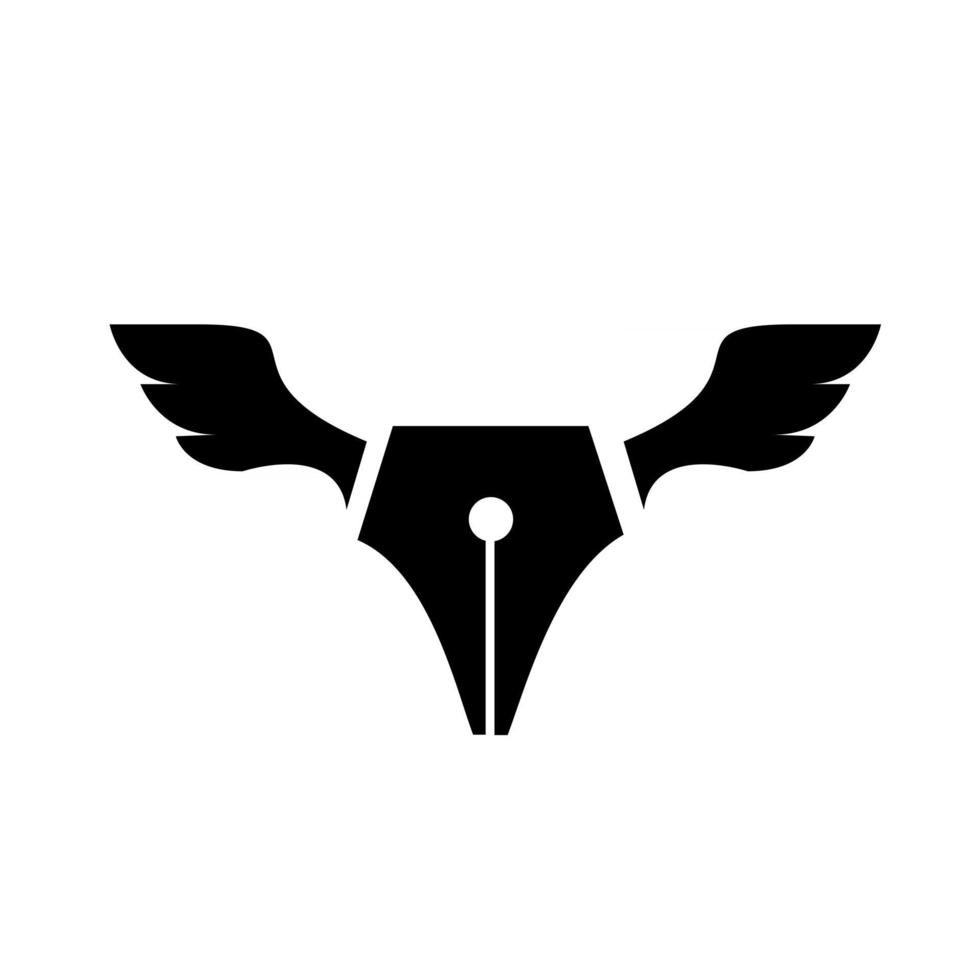 flygpenna frihet logo design koncept penna med vingar vektor ikon illustration design