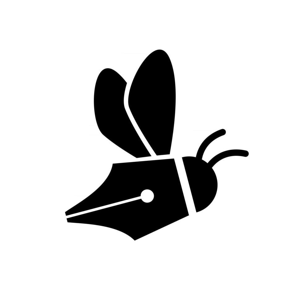 buggar bi med penna författare vektor logo ikon design