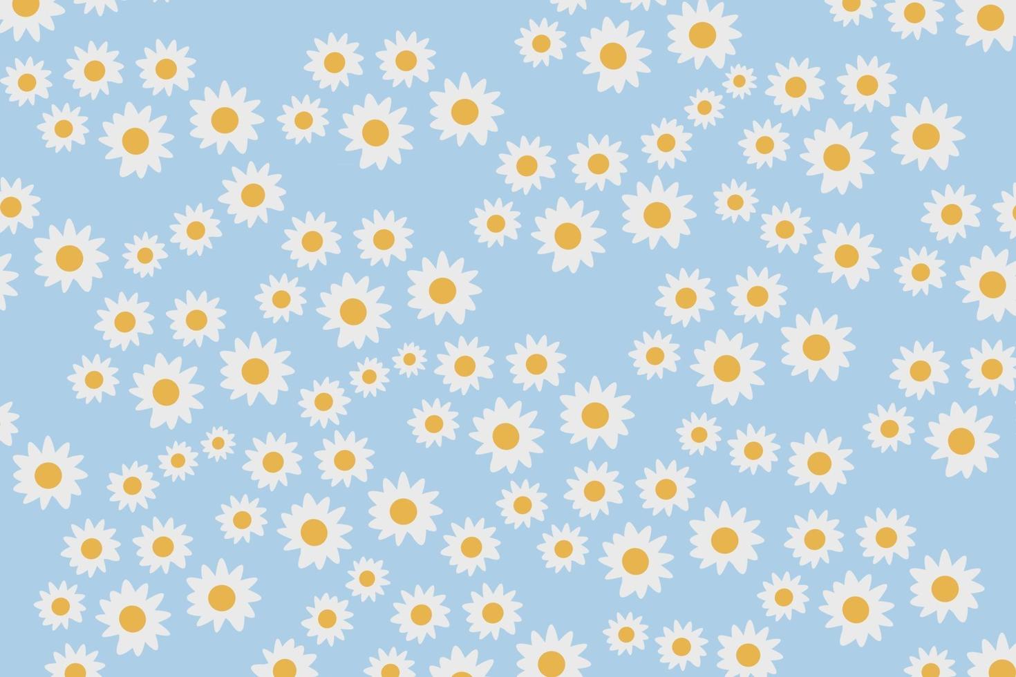 Gänseblümchen weiße gelbe Blume Vektormuster Illusion auf Blumen blau Hintergrund vektor