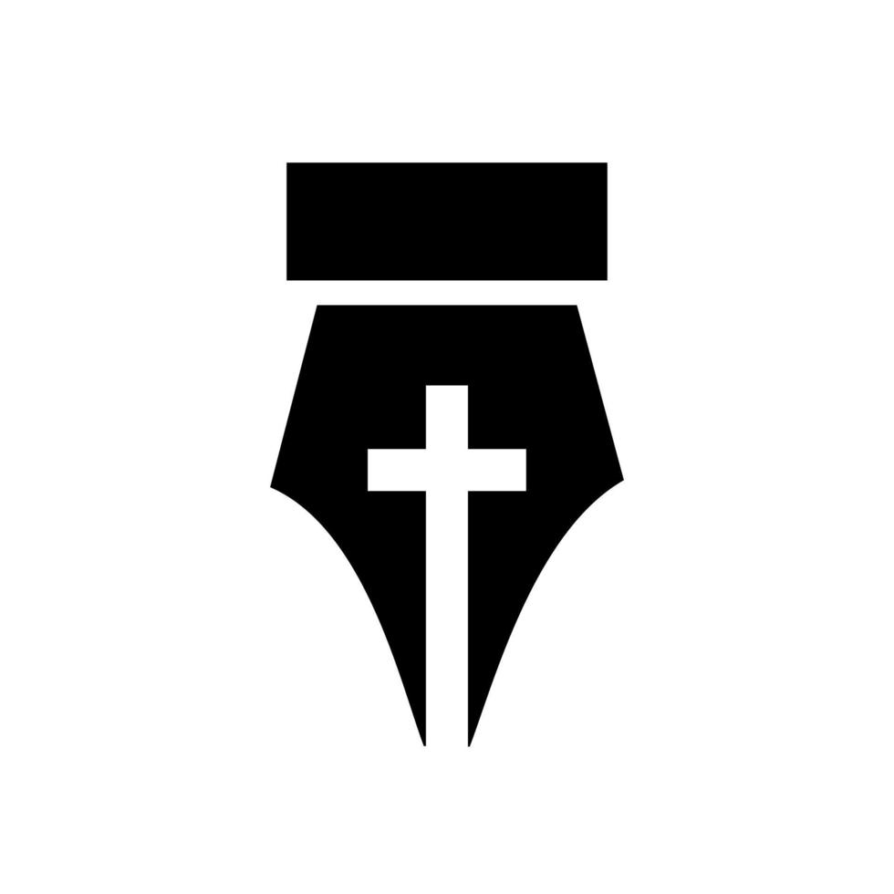 Stift Christian Cross Logo Design geeignet für Christian Church Logo Konzept Illustration Design vektor