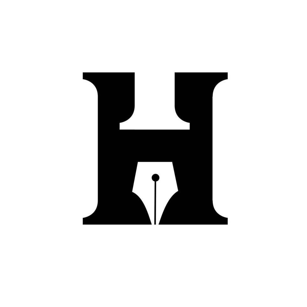 bokstaven h logotyp koncept bokstaven h med penna spets silhuett vektor ikon illustration design