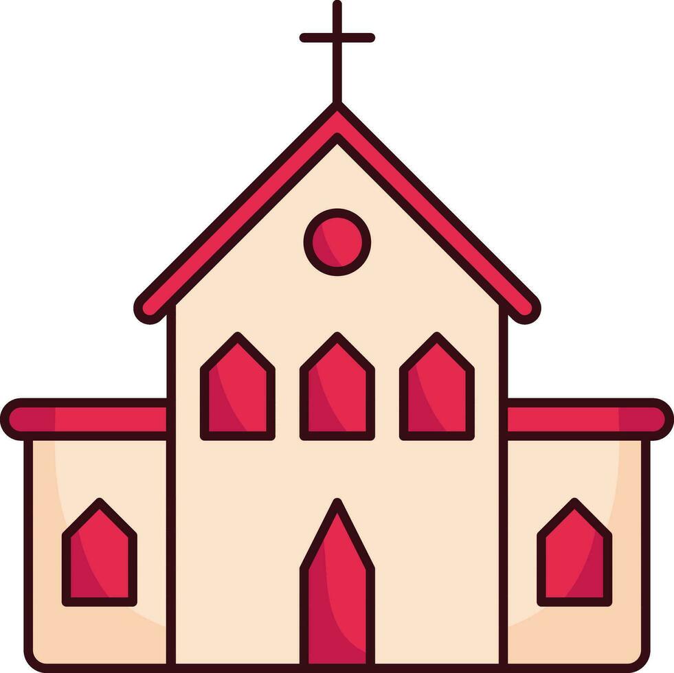 kyrka ikon i röd och beige Färg vektor