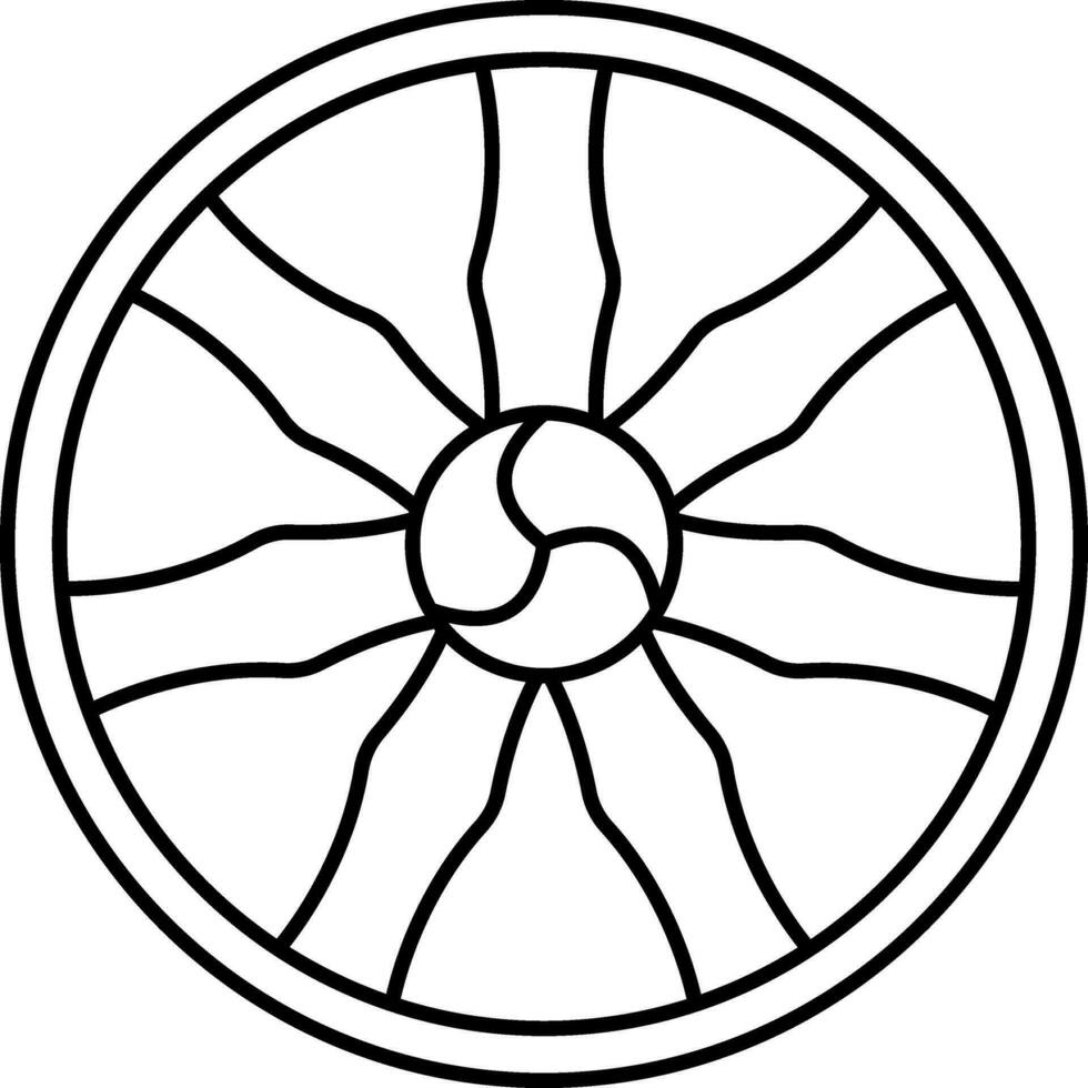 svart linje konst av dharma hjul ikon. vektor