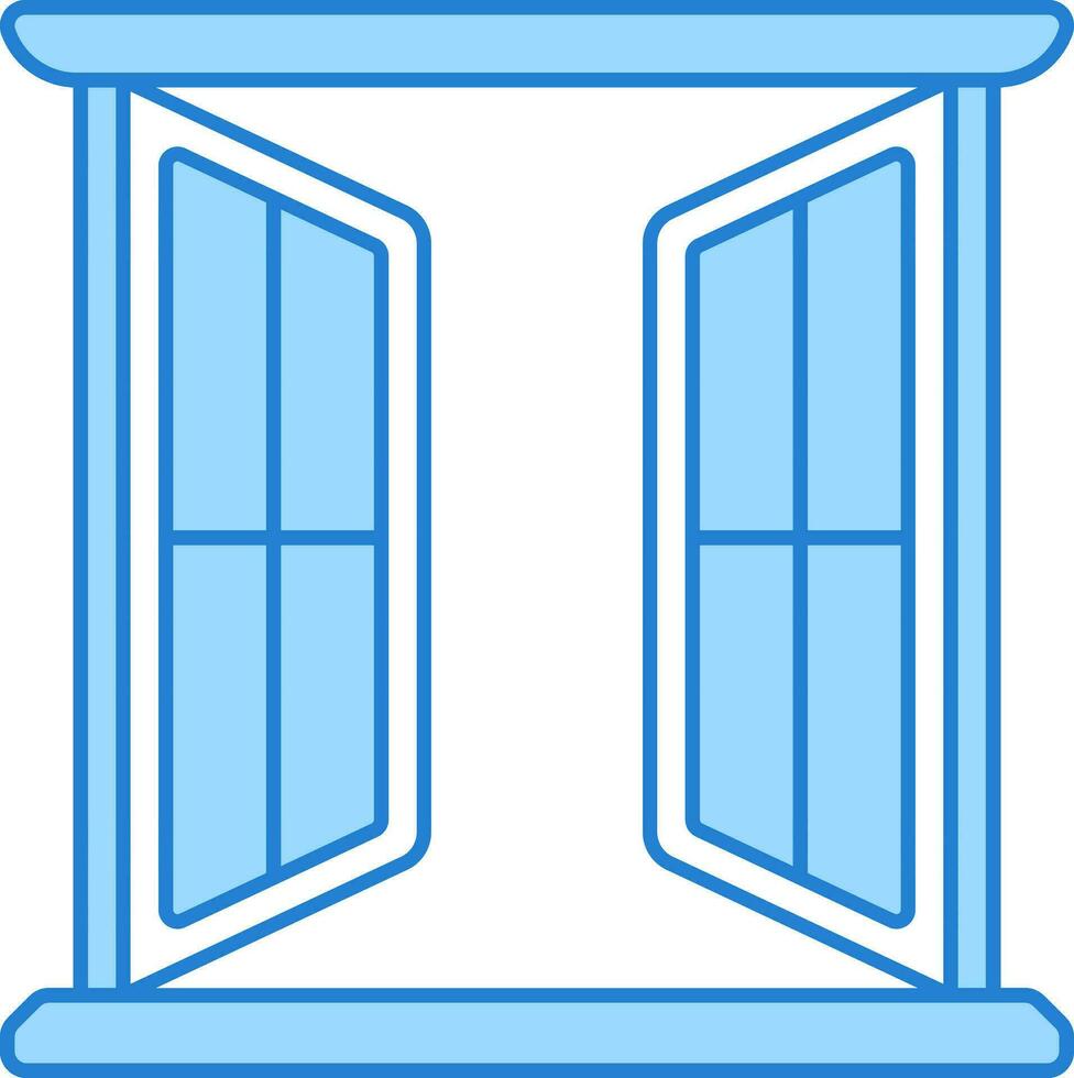 öppen fönster platt ikon i blå Färg. vektor