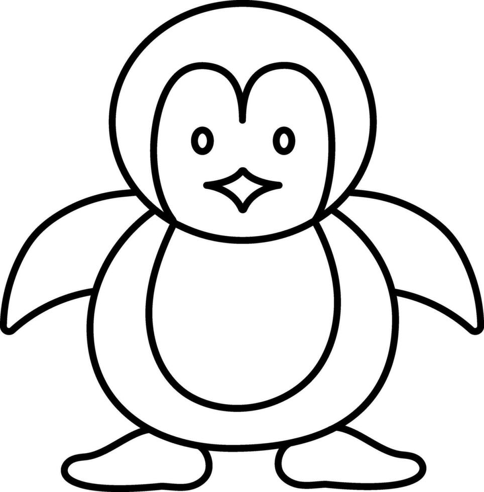 svart stroke illustration av pingvin karaktär ikon. vektor