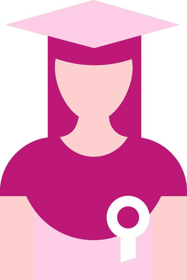 ansiktslös ung flicka bär gradering keps rosa ikon. vektor