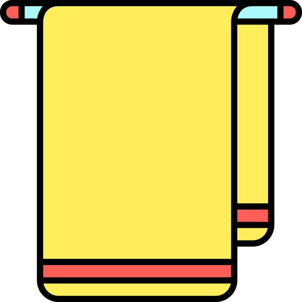 Handtuch hängen Symbol im Gelb und rot Farbe. vektor