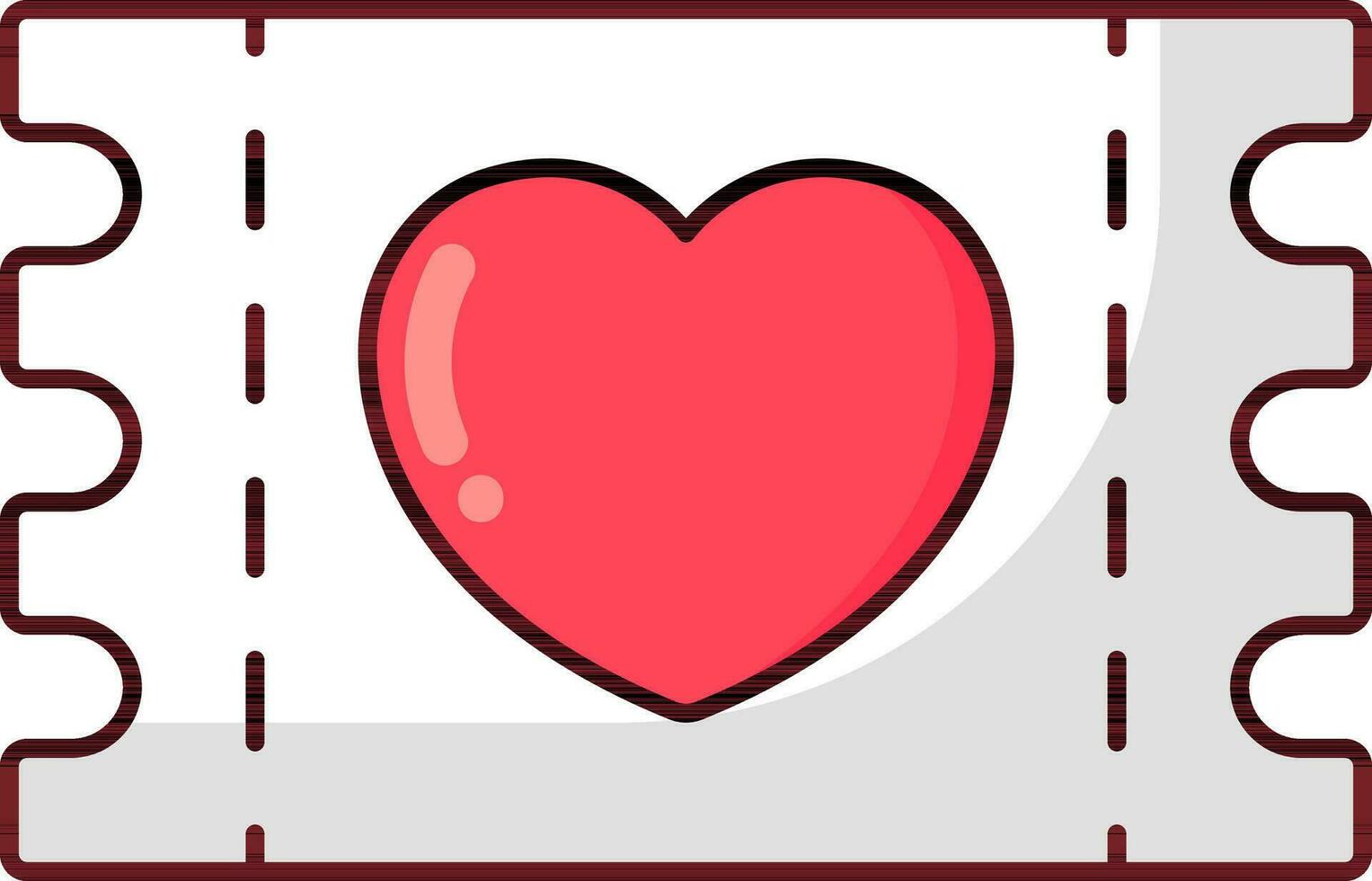 röd och vit illustration av hjärta med biljett ikon. vektor