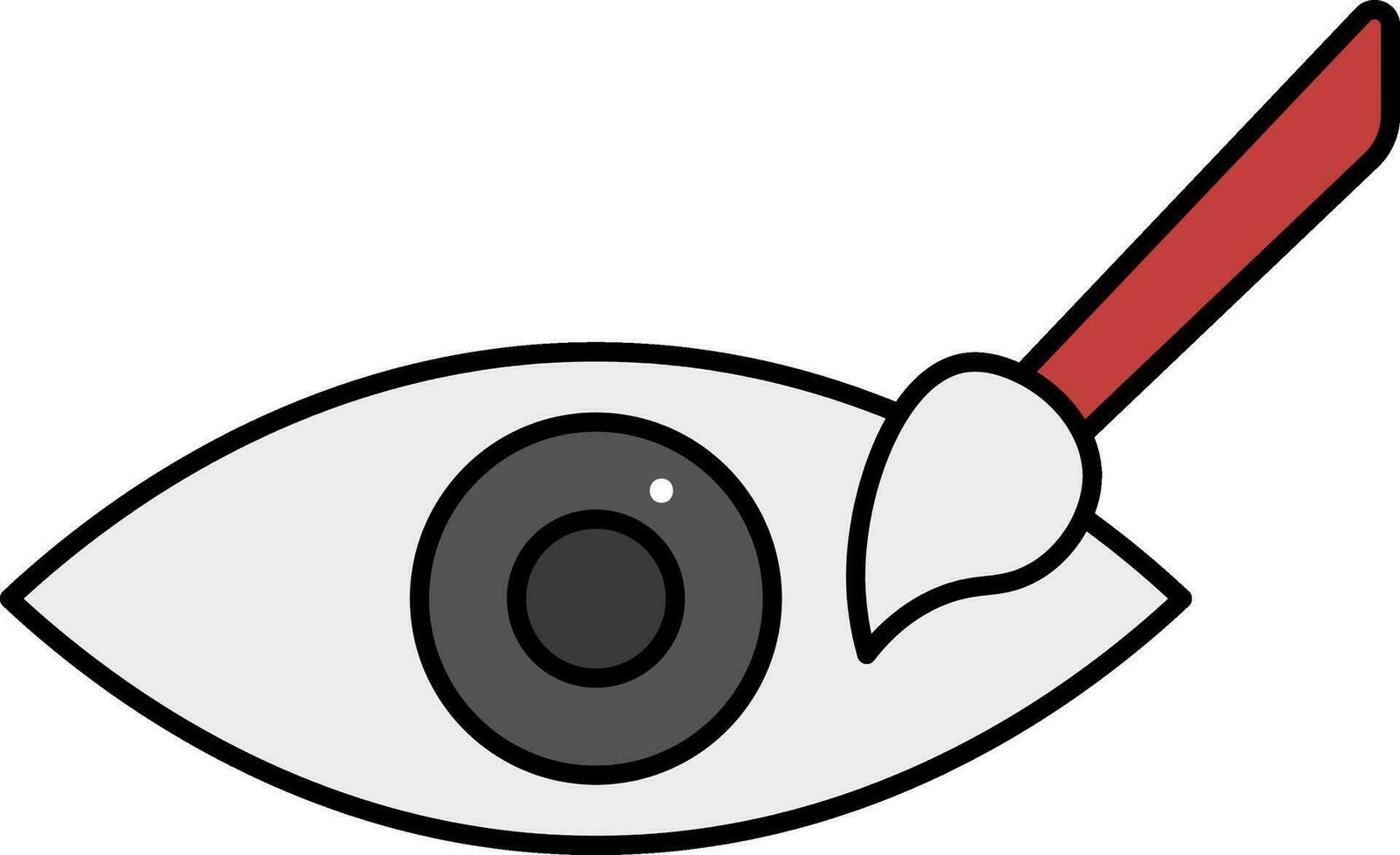 öga med borsta platt ikon i grå och röd Färg. vektor