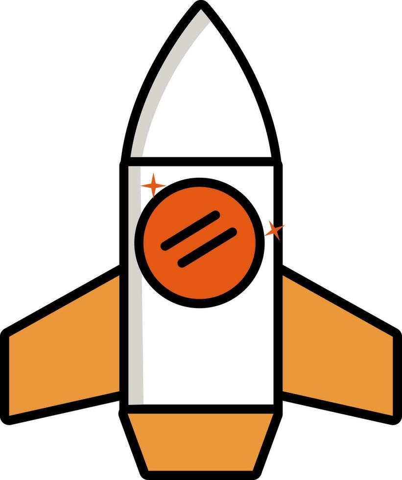 eben Stil Münze Rakete Symbol im Orange und Weiß Farbe. vektor