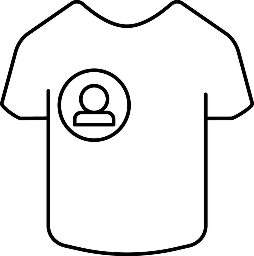 Foto id bricka på t-shirt ikon i stroke stil. vektor