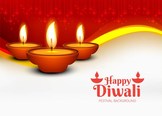 Vacker lycklig diwali diya oljelampa festivalen dekorativa backgro vektor