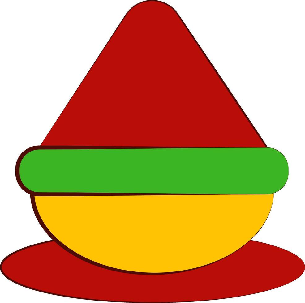 Illustration von Kumkum Zinnober Topf rot Farbe Pulver Symbol im eben Stil. vektor