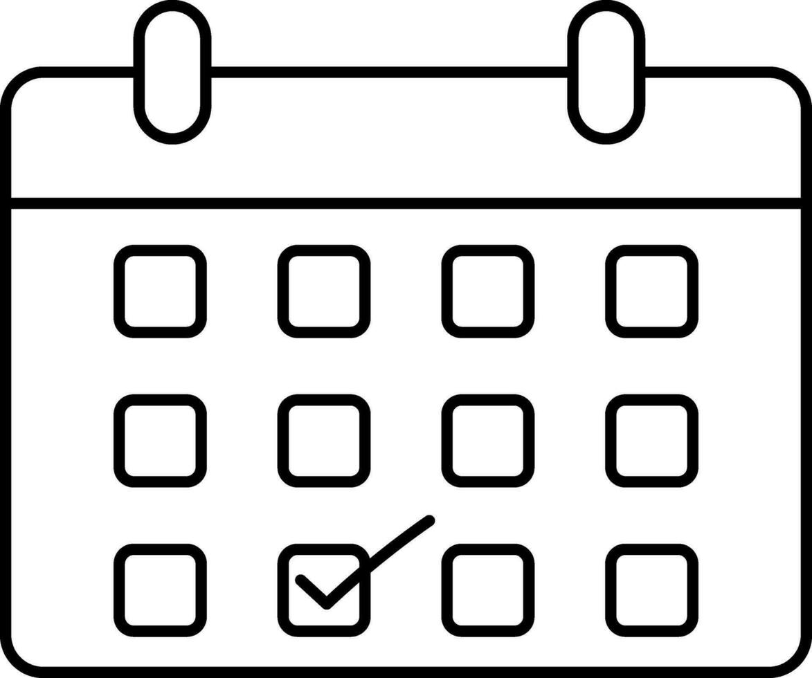 prüfen Kalender Symbol im Schlaganfall Stil. vektor