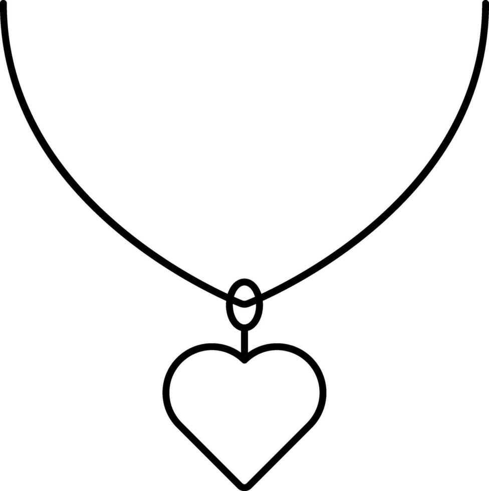 isolerat hjärta hängsmycke ikon i svart linje konst. vektor