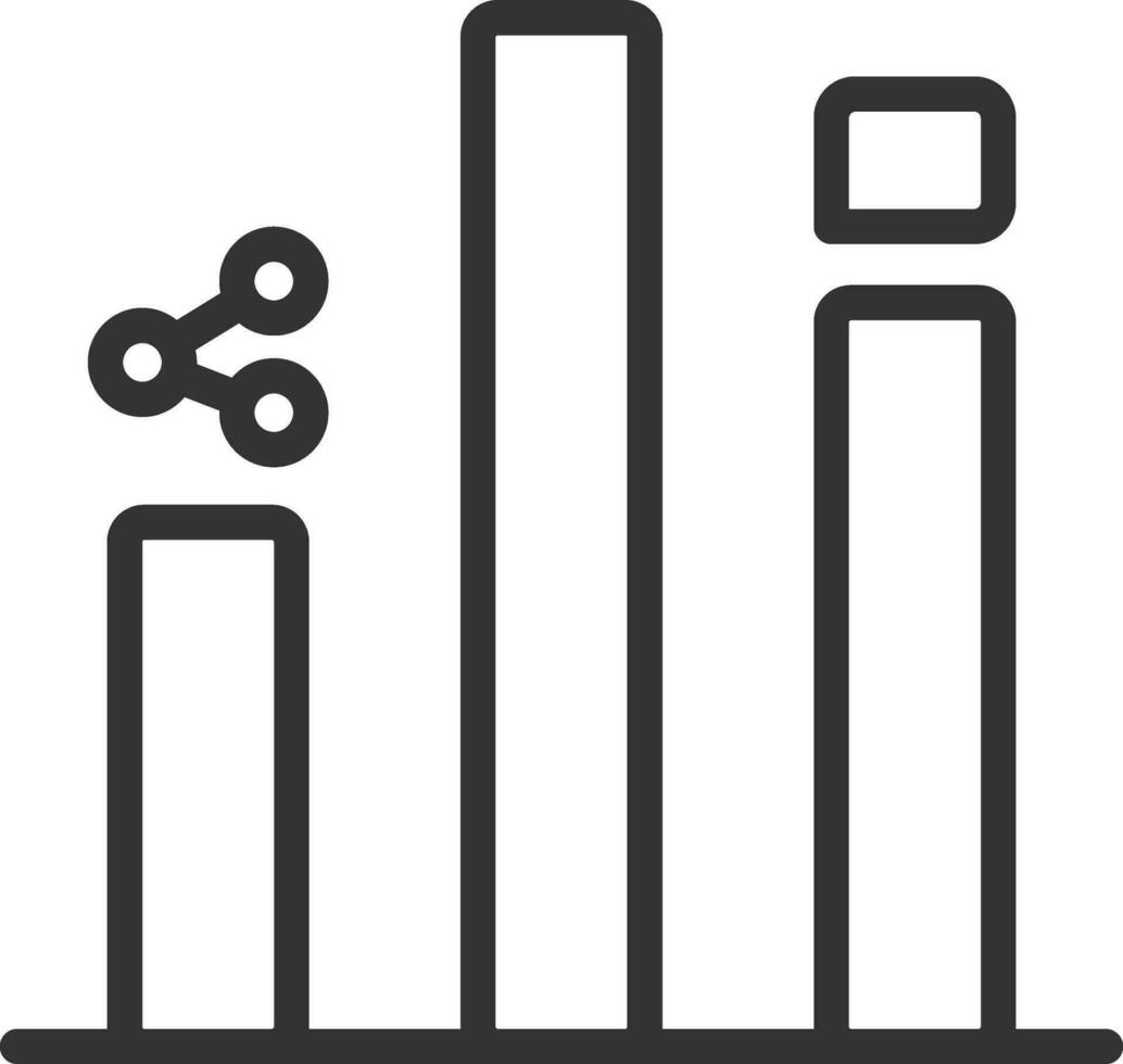 Teilen Bar Graph Symbol im schwarz Linie Kunst. vektor