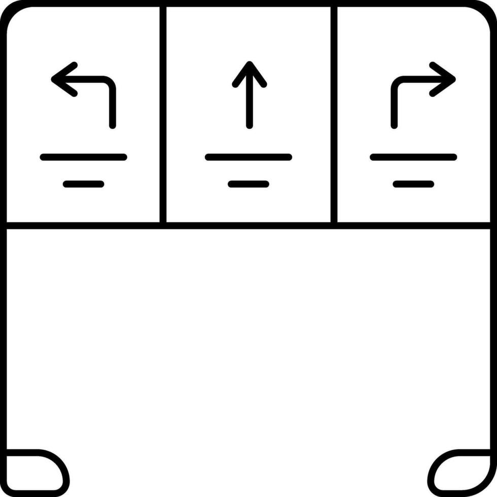 Richtung Autobahn Tafel Symbol im schwarz Umriss. vektor