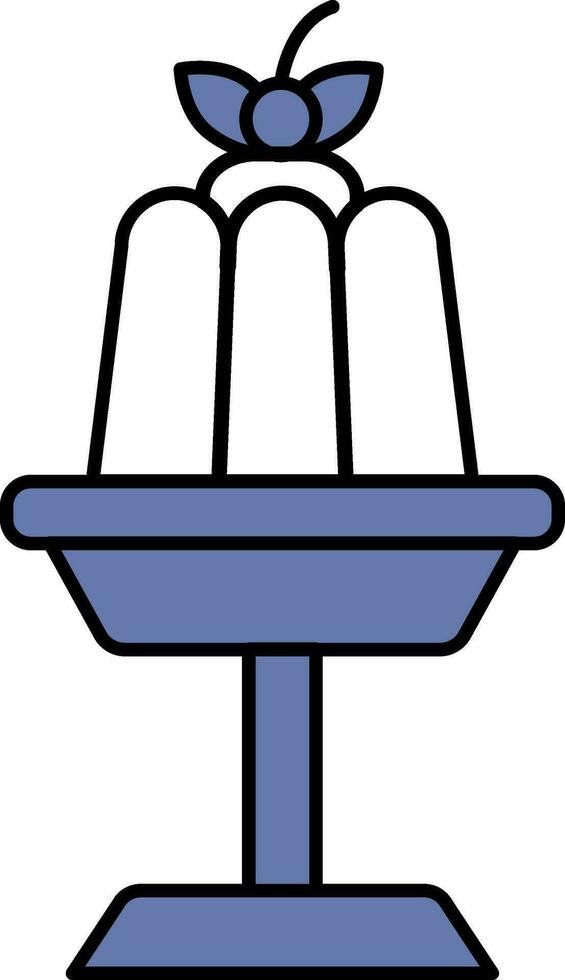 pudding gelé stå ikon i blå och vit Färg. vektor