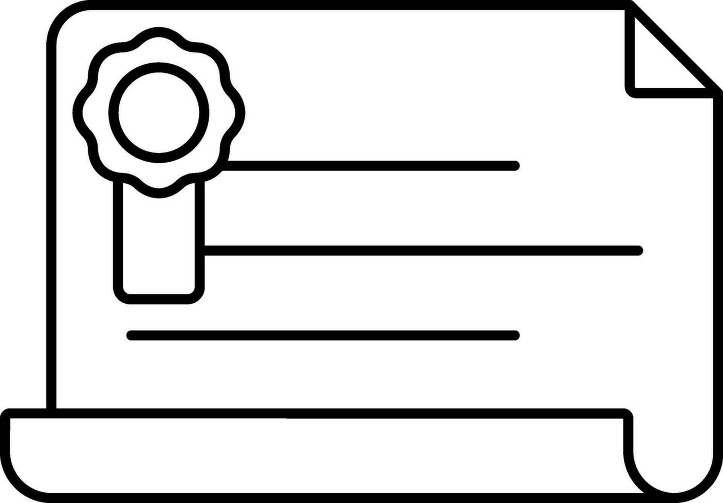 scrollen Zertifikat Symbol im schwarz Umriss. vektor