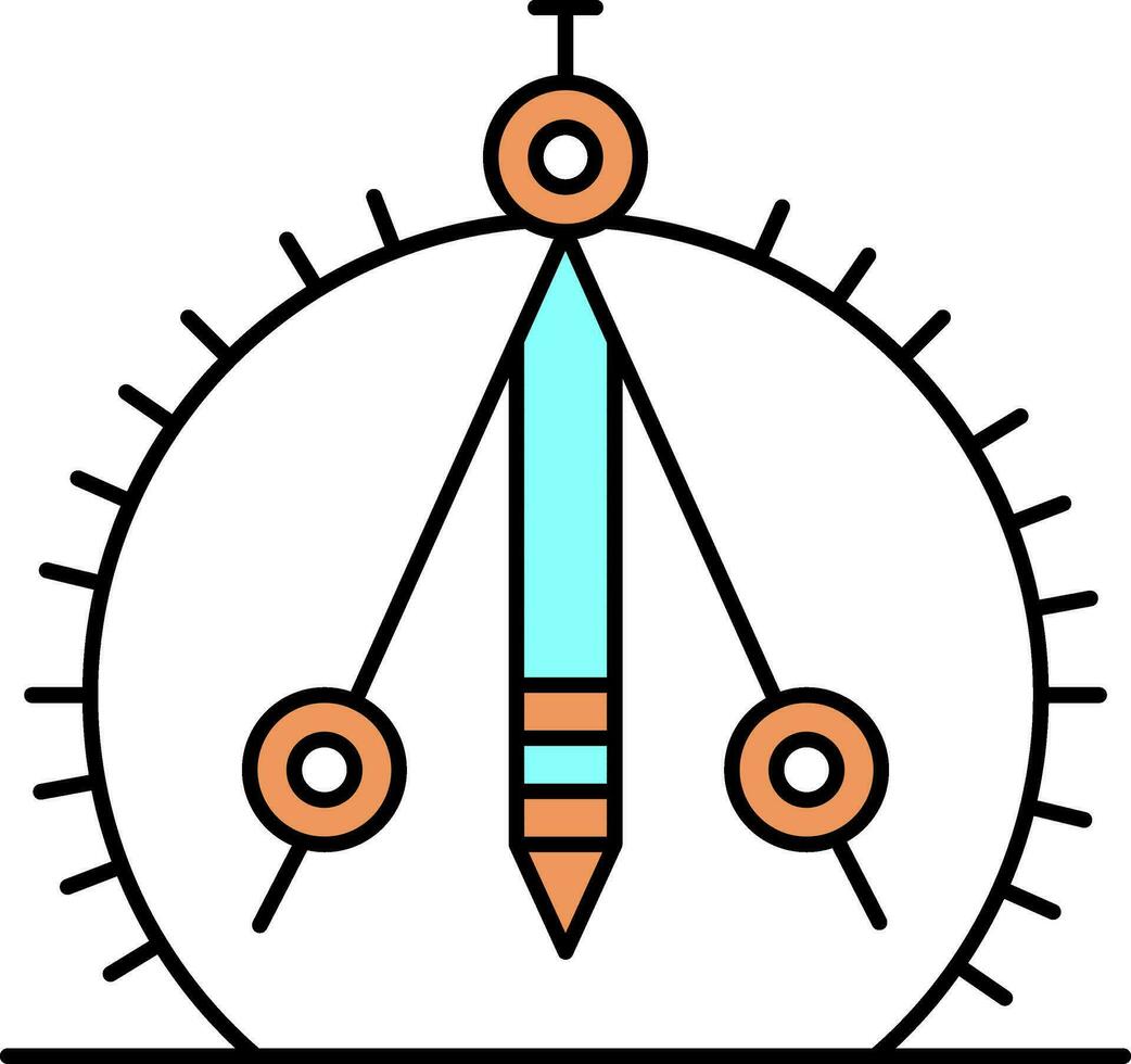 bunt Zeichnung Kompass Symbol im eben Stil. vektor