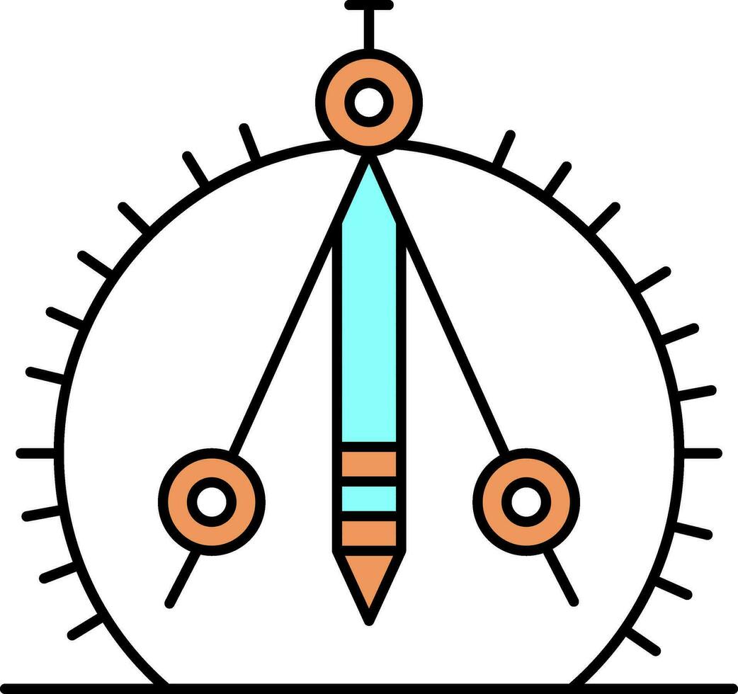 färgrik teckning kompass ikon i platt stil. vektor