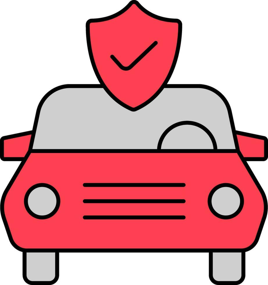 kolla upp bil säkerhet eller försäkring ikon i grå och röd Färg. vektor
