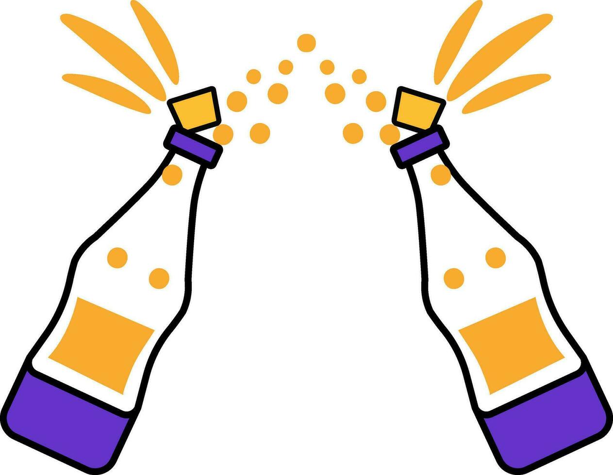 Skål dryck flaska platt ikon i orange och violett Färg. vektor