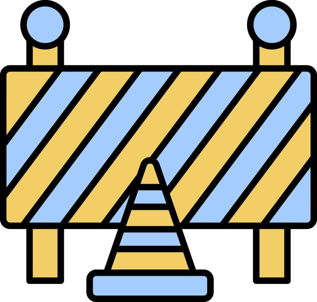 der Verkehr Zapfen und Barrieren Symbol im Blau und Gelb Farbe. vektor