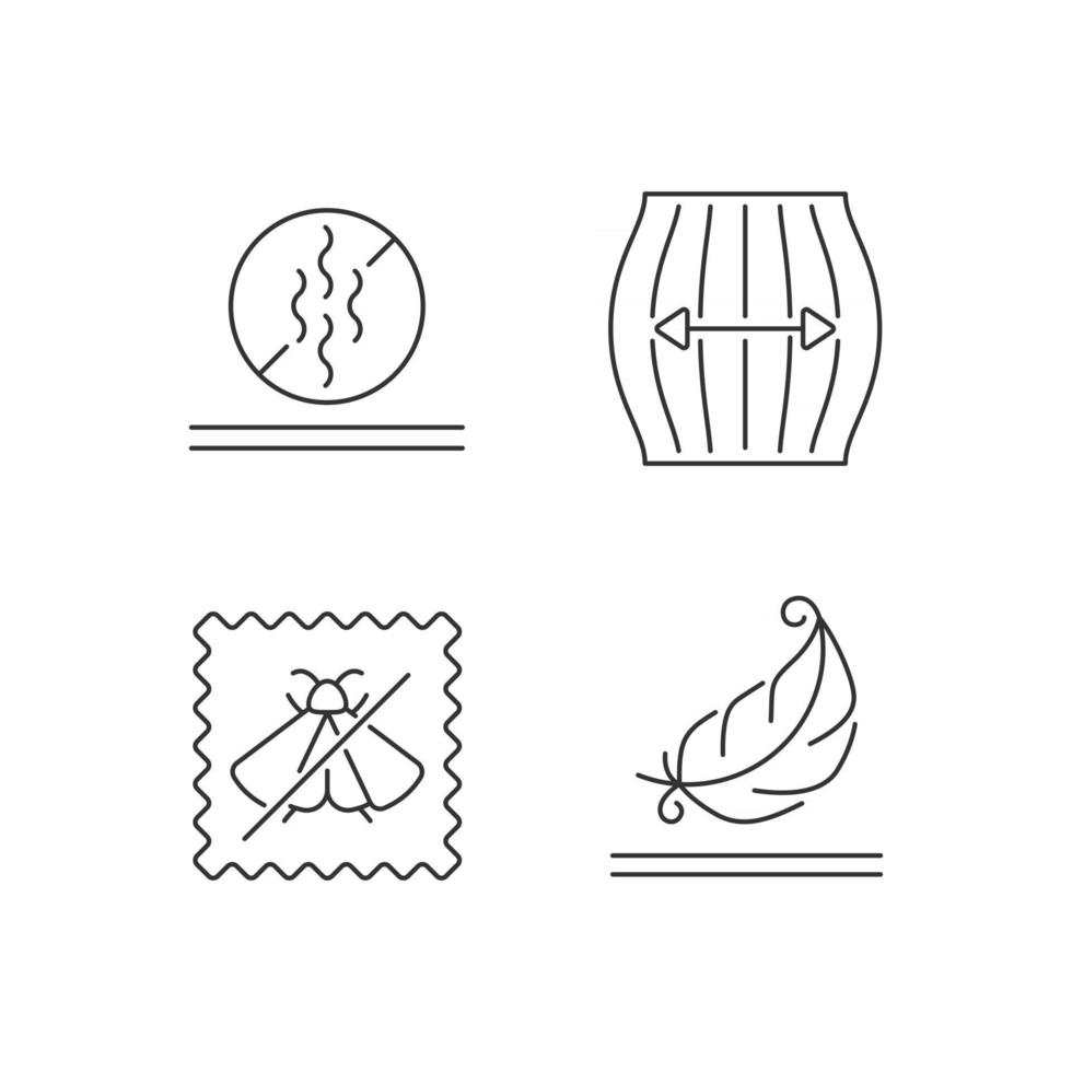 textilkvaliteter linjära ikoner set vektor