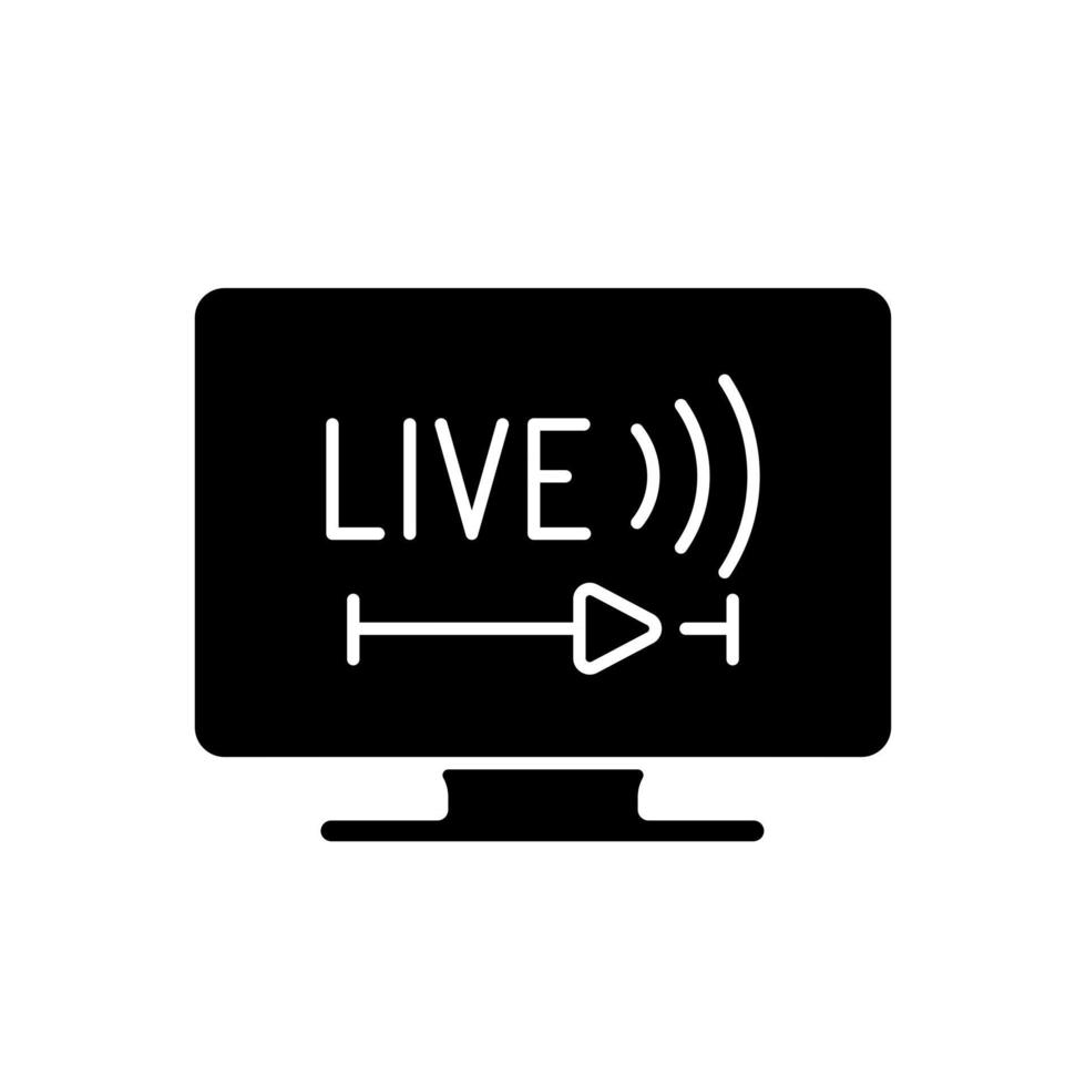 live tv svart glyph ikon vektor