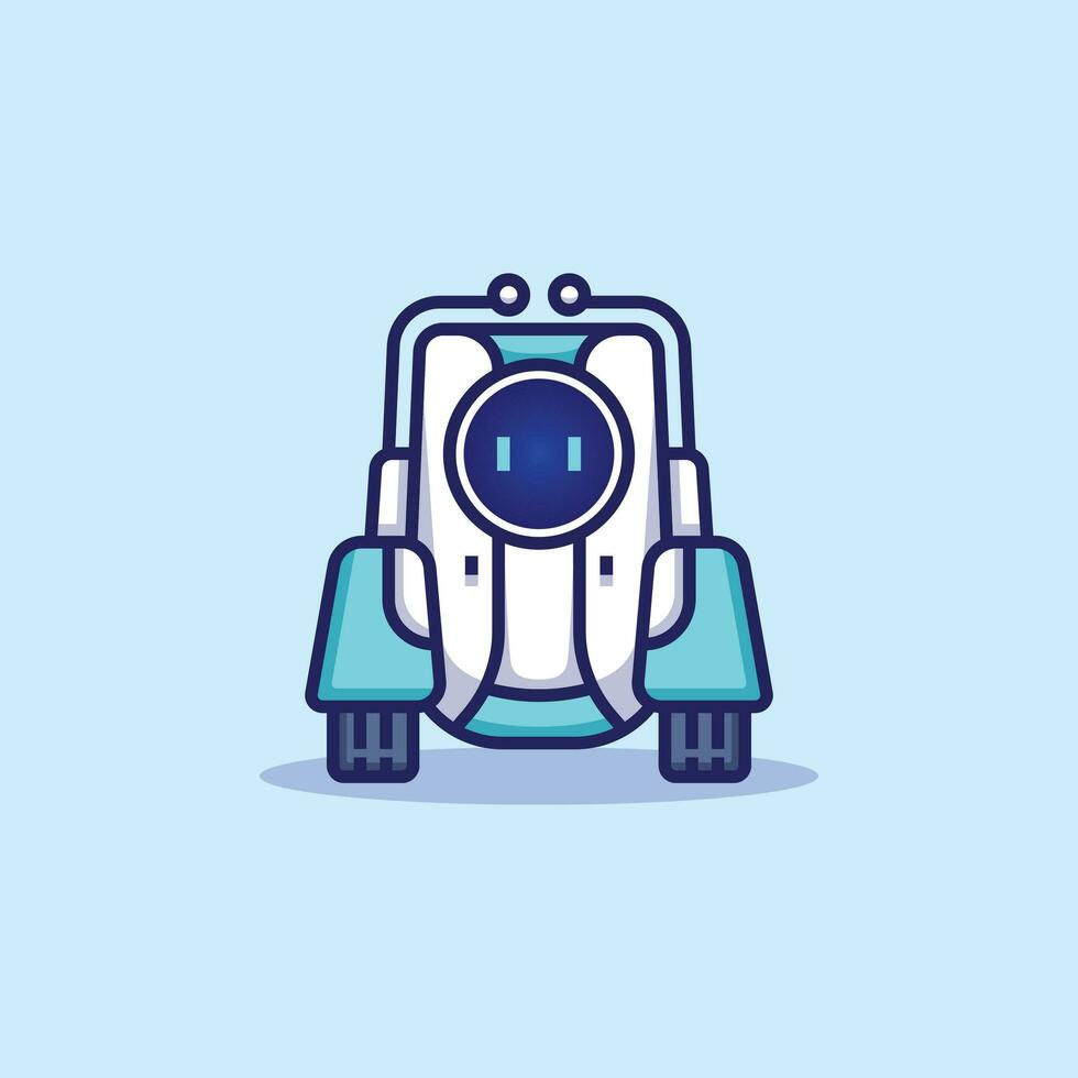 einfach modern süß Roboter mit Räder Karikatur Symbol Vektor Illustration Design