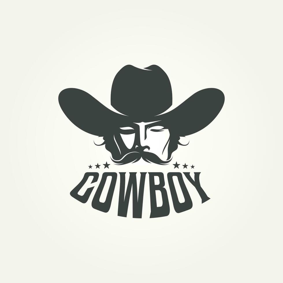 Silhouette klassisch Kopf von Cowboy Symbol Logo Vorlage Vektor Illustration Design