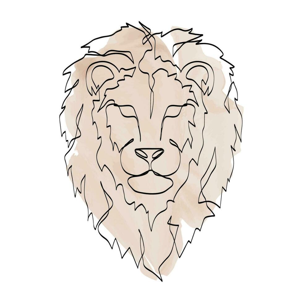 lejon huvud linje konst vattenfärg vektor. lejon huvud enda kontinuerlig linje teckning .lion huvud abstrakt begrepp ikon. modern ett linje teckning lejon ansikte. lejon logotyp symbol. vektor illustration