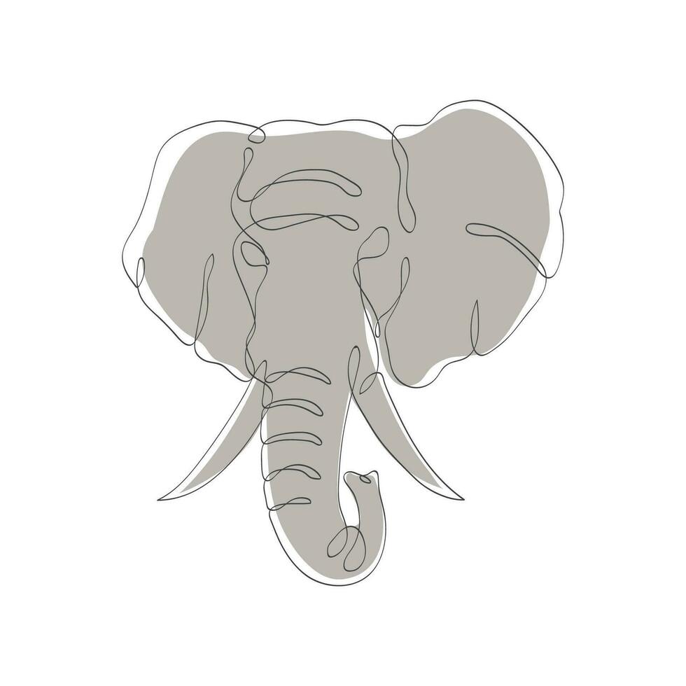 elefant huvud linje konst ikon. kontinuerlig ett linje teckning av elefant huvud. elefant huvud översikt vektor illustration. elefant huvud dekorativ design. vektor illustration