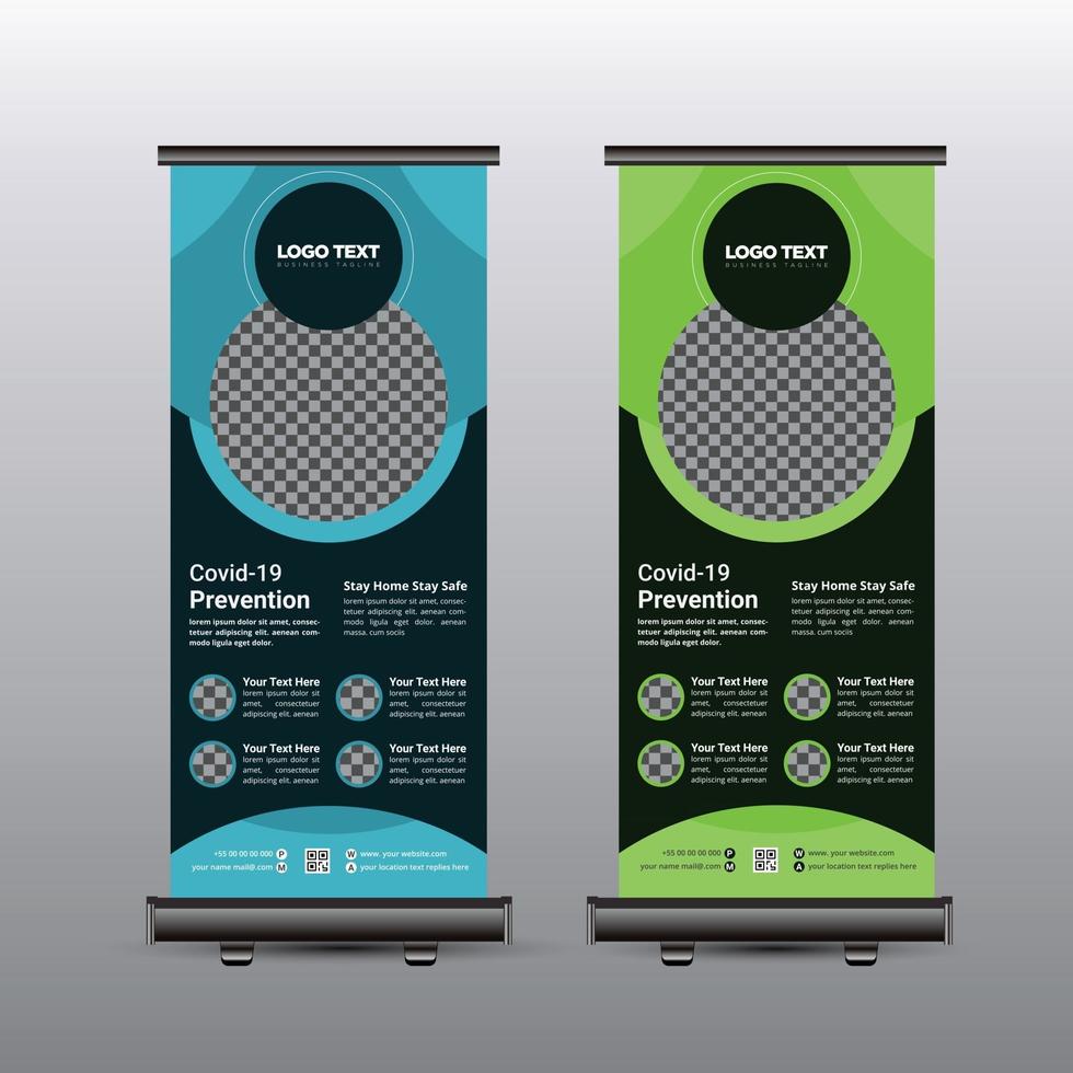 covid 19 corona virus roll up banner vektor