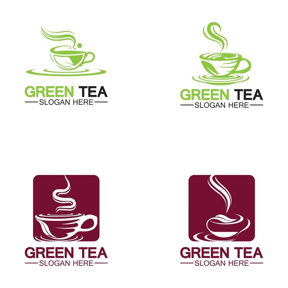 Teetasse Logo Vektor grüner Tee Vektor Logo