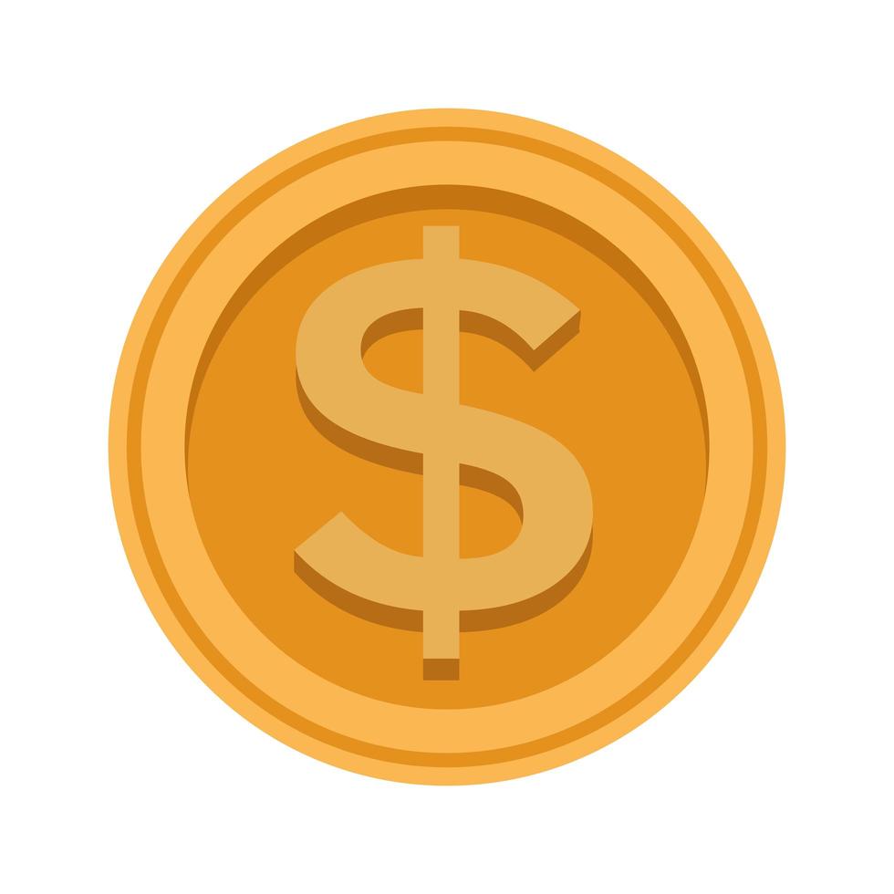 Münzgeld Dollar isoliert Symbol vektor
