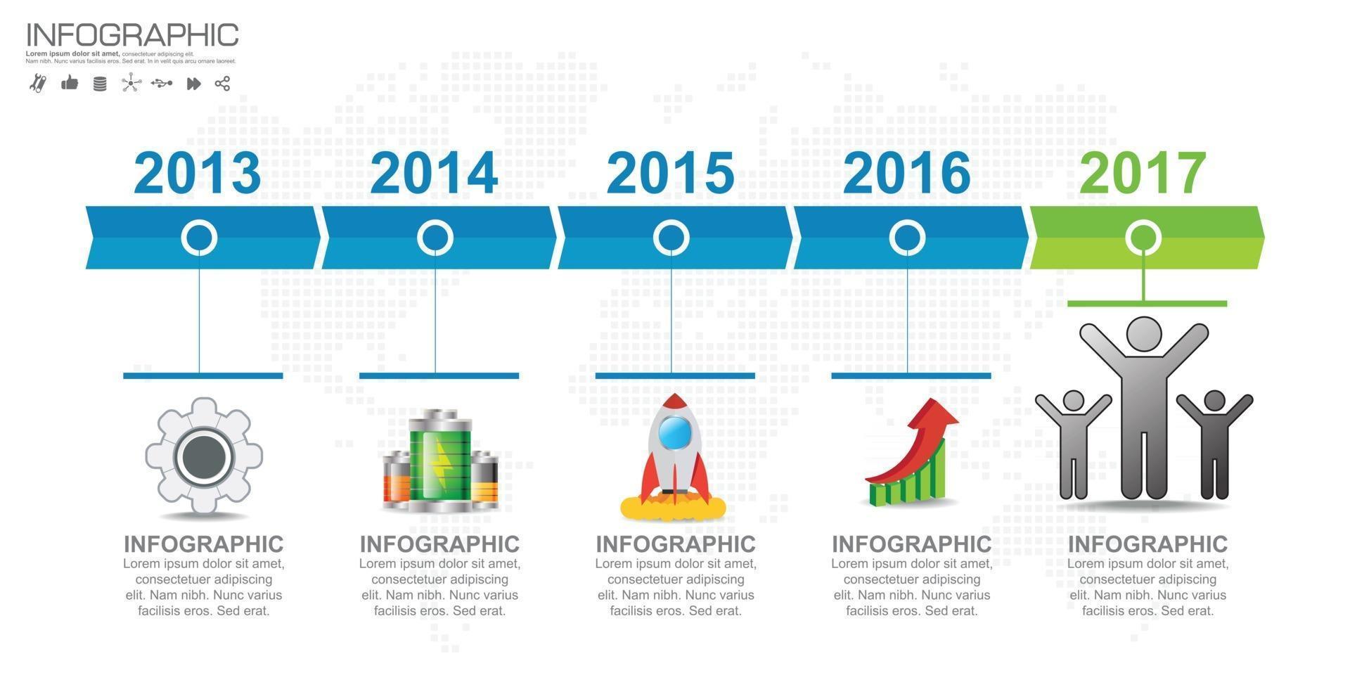 Zeitleiste Infografik Roadmap mit Businessicons für Vorlage Meilenstein Element moderne Diagramm Prozessdiagramm Vektor-Illustration entworfen vektor