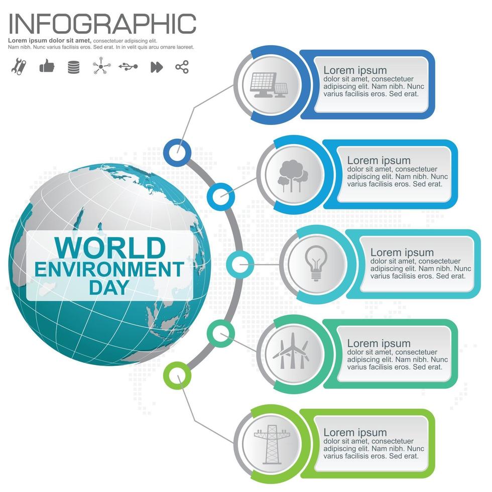 Erdkugel mit Infografik Vektor-Illustration kann als Flyer Banner oder Poster Welt Umwelt Tag Konzept verwendet werden vektor
