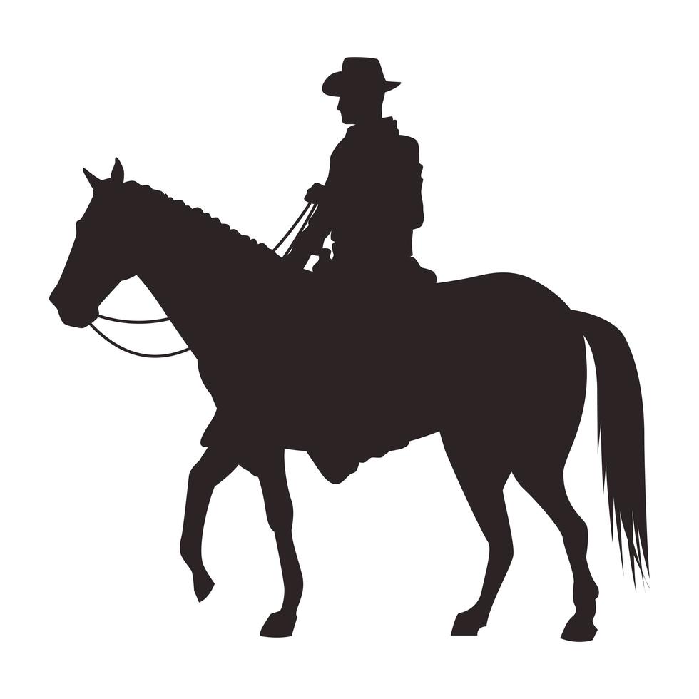 Cowboyfigur Silhouette im Pferd vektor